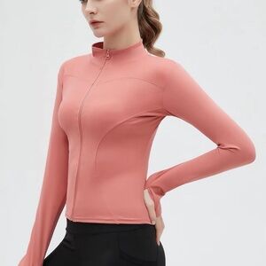 coral long sleeve zip up jacket